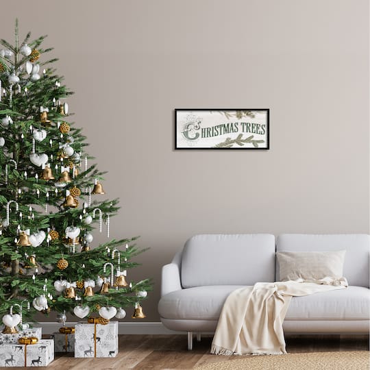 Stupell Industries Christmas Trees Ornate Letters Framed Giclee Art